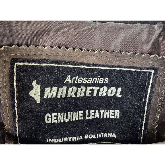 VTG Bolivian Leather Jacket‎ Size M Brown Pit To Pit 22 In, Length 27 In. - Picture 10 of 10